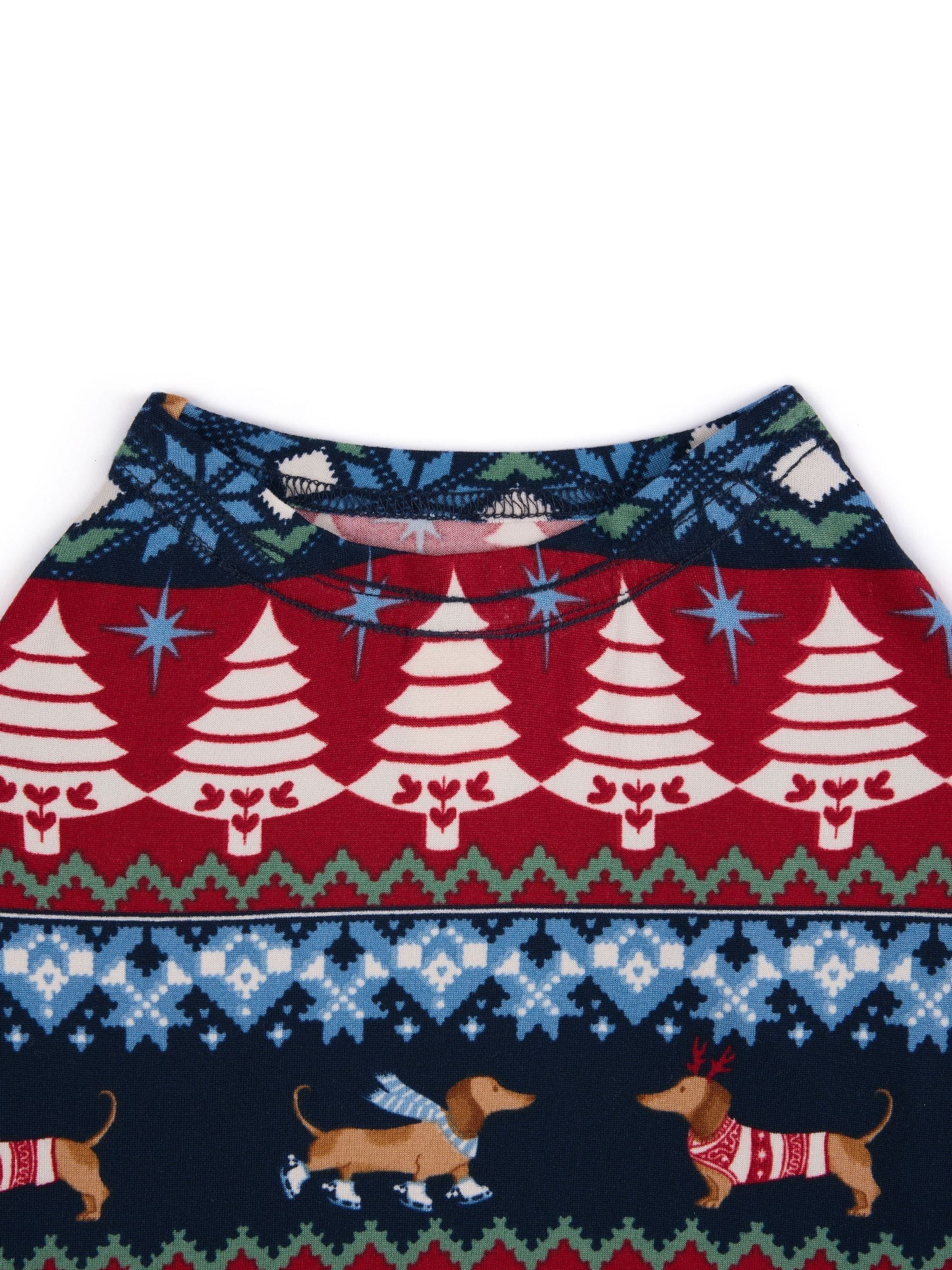 Chelsea Peers Kerstmis Pyjama T-shirt met Fair Isle print en hondenprint