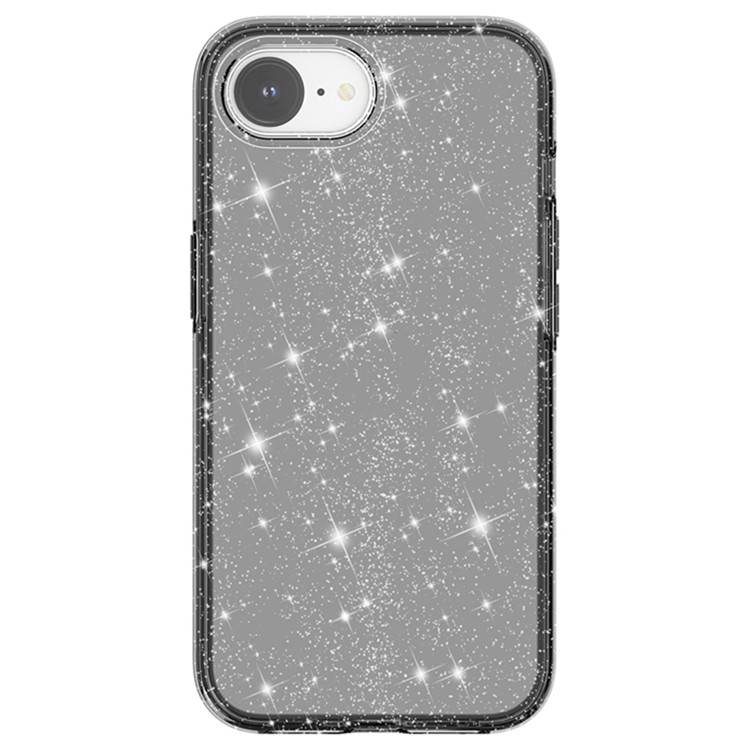 iPhone 16e Hybrid Hardcase Schutzhülle im Glitzer Design - Schwarz / Transparent