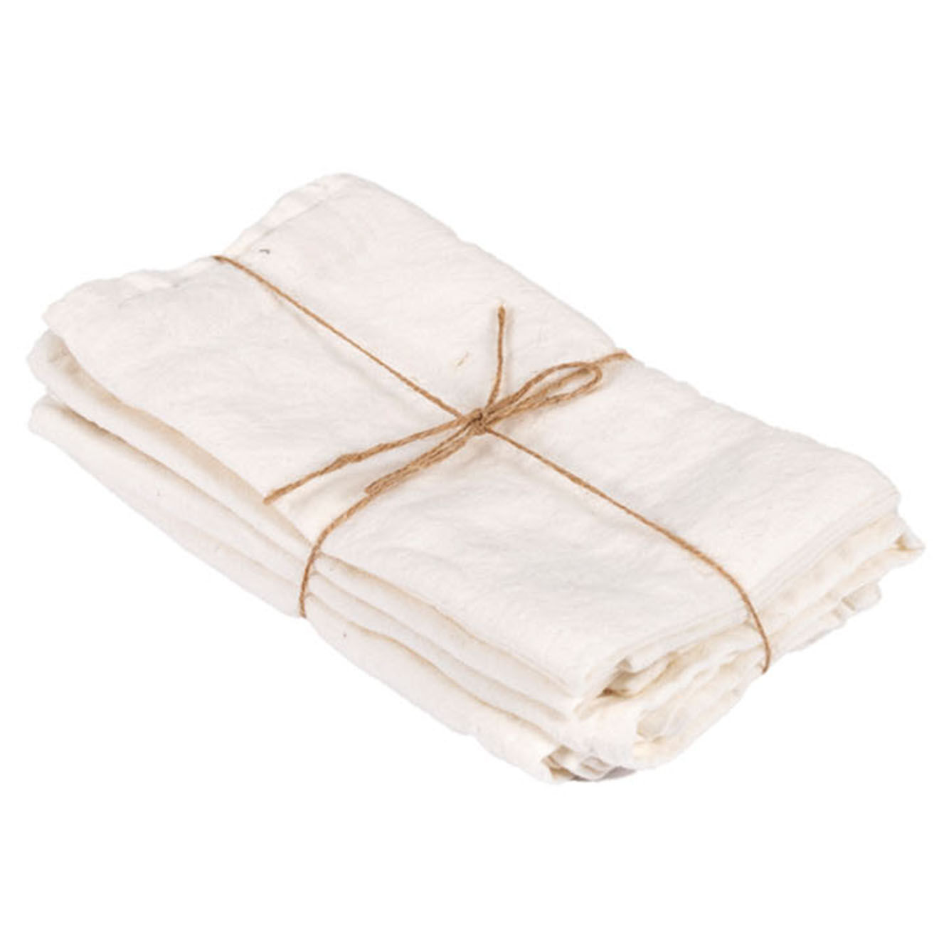 Bazar Bizar 4 Serviettes de table en lin blanches - 45x45 cm