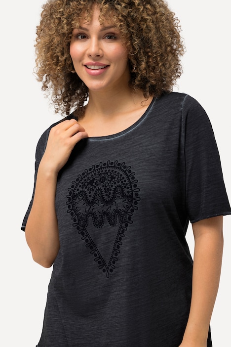 T-Shirt, Flockdruck, Classic, Rundhals, Halbarm