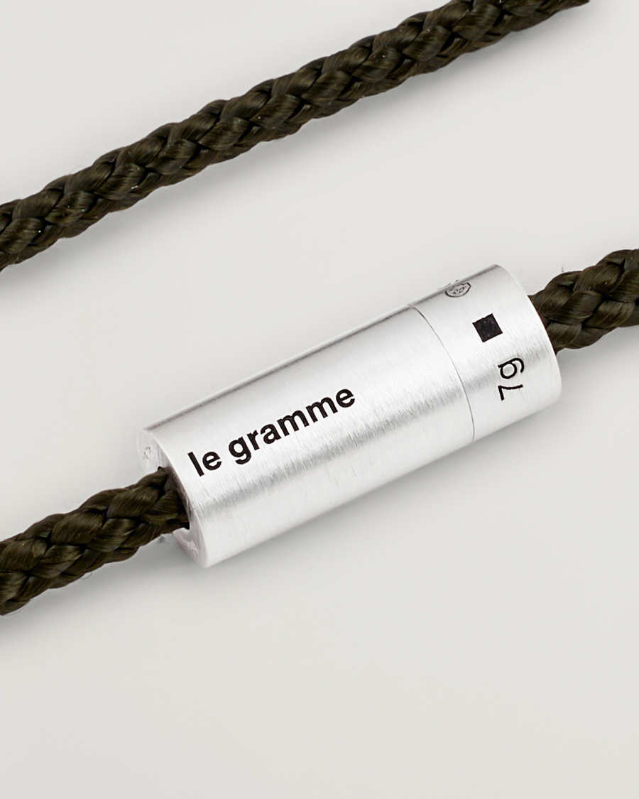 LE GRAMME Nato Cable Brushed Bracelet Khaki/Sterling Silver