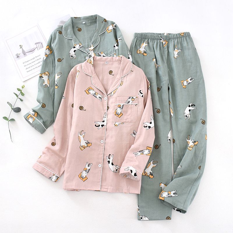 MelMount - Bijpassende pyjamaset voor koppels: shirt met kattenprint + broek