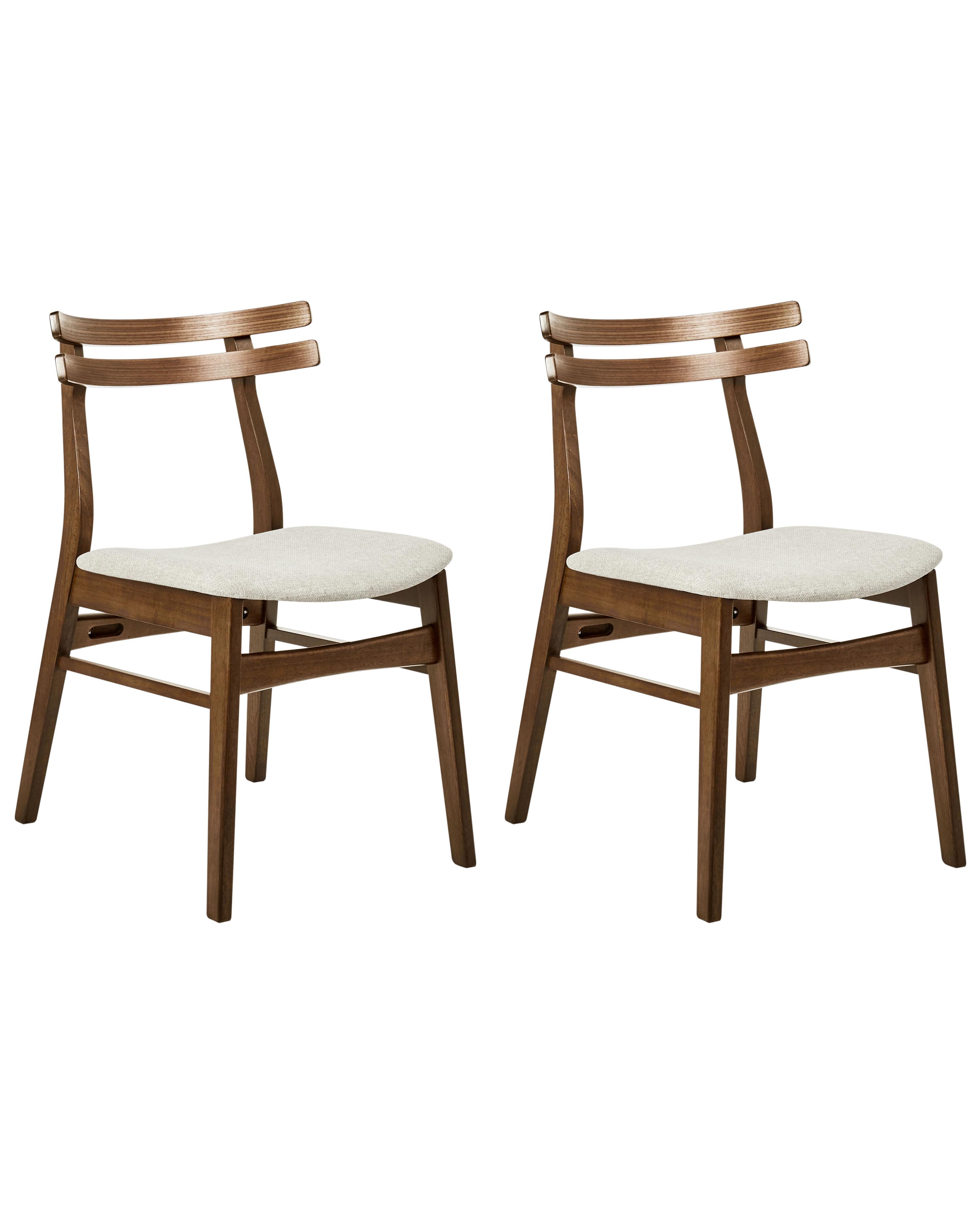 Set van 2 eetkamerstoelen CYNTHIANA Hout Donkerbruin/beige