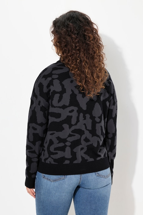 Pullover, Buchstaben, gerippter Rollkragen, Langarm