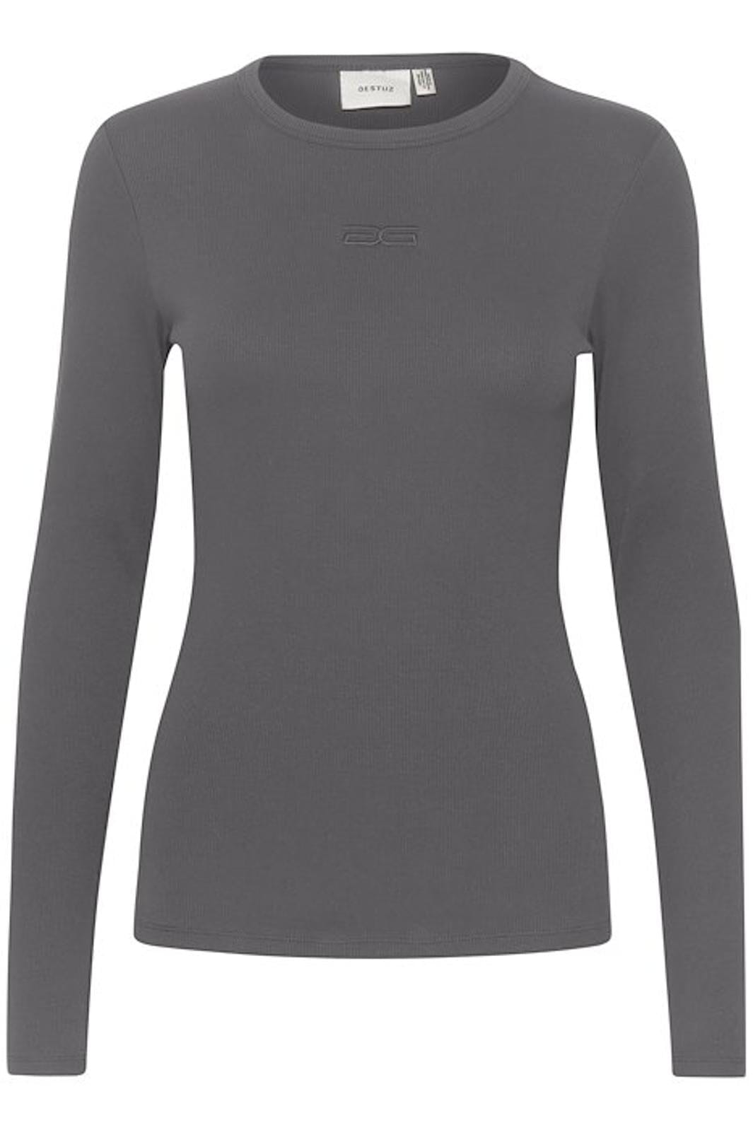 Gestuz Drewgz Ls Logo Top 190203 gray pinstripe