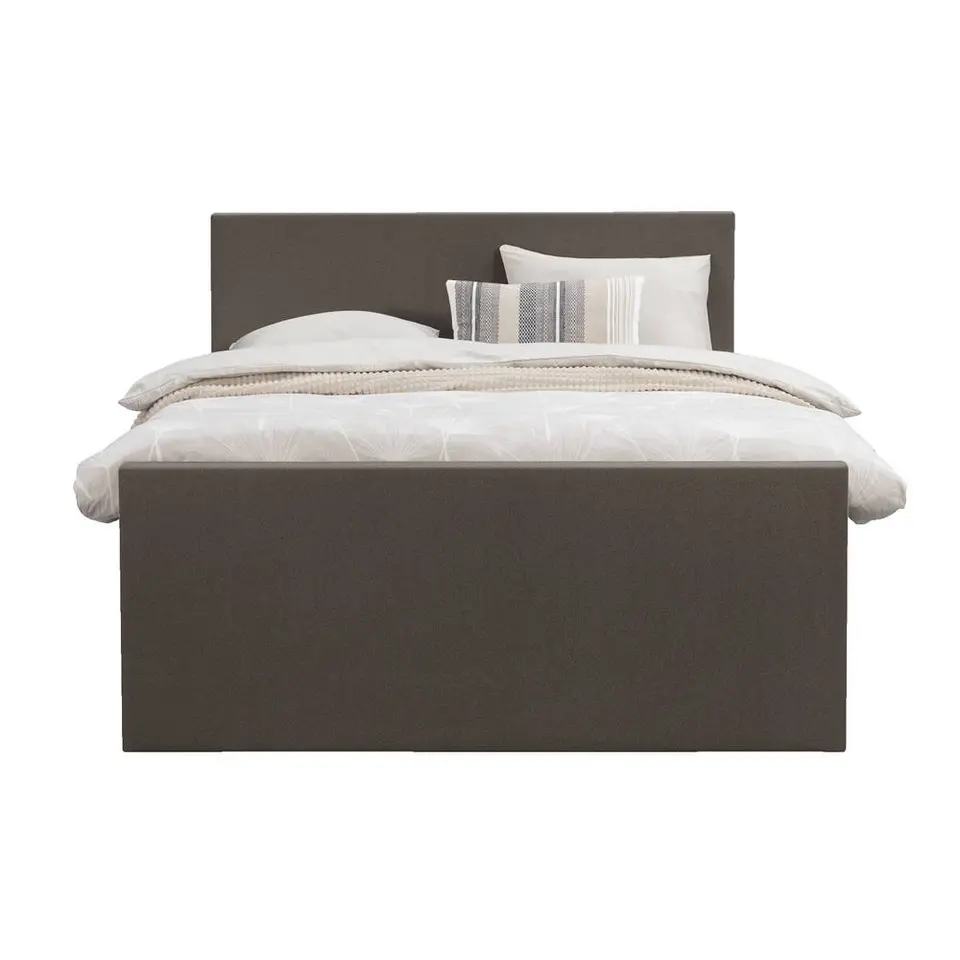 Boxspring met opbergruimte en voetbord Liv egaal - donkerbruin - 160x200cm