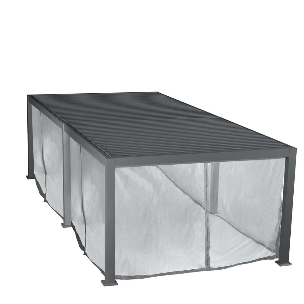 Kit de rideaux et de rails pour tonnelle evora grand modèle (6 doubles rails, 6 rideaux et 6 moustiquaires)