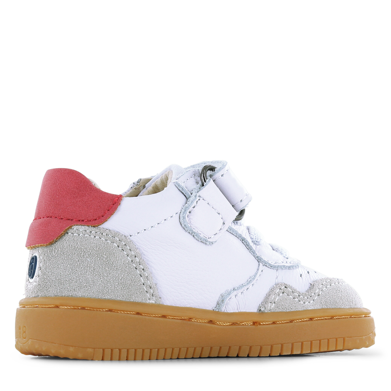 Shoesme witte sneaker met rood detail Leer, Suède | Jongens schoenen