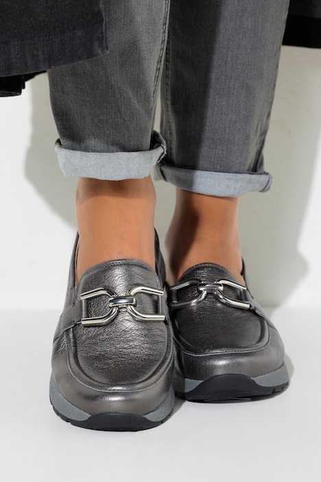 Caprice Leder-Slipper, Nappaleder, Spange, Weite H