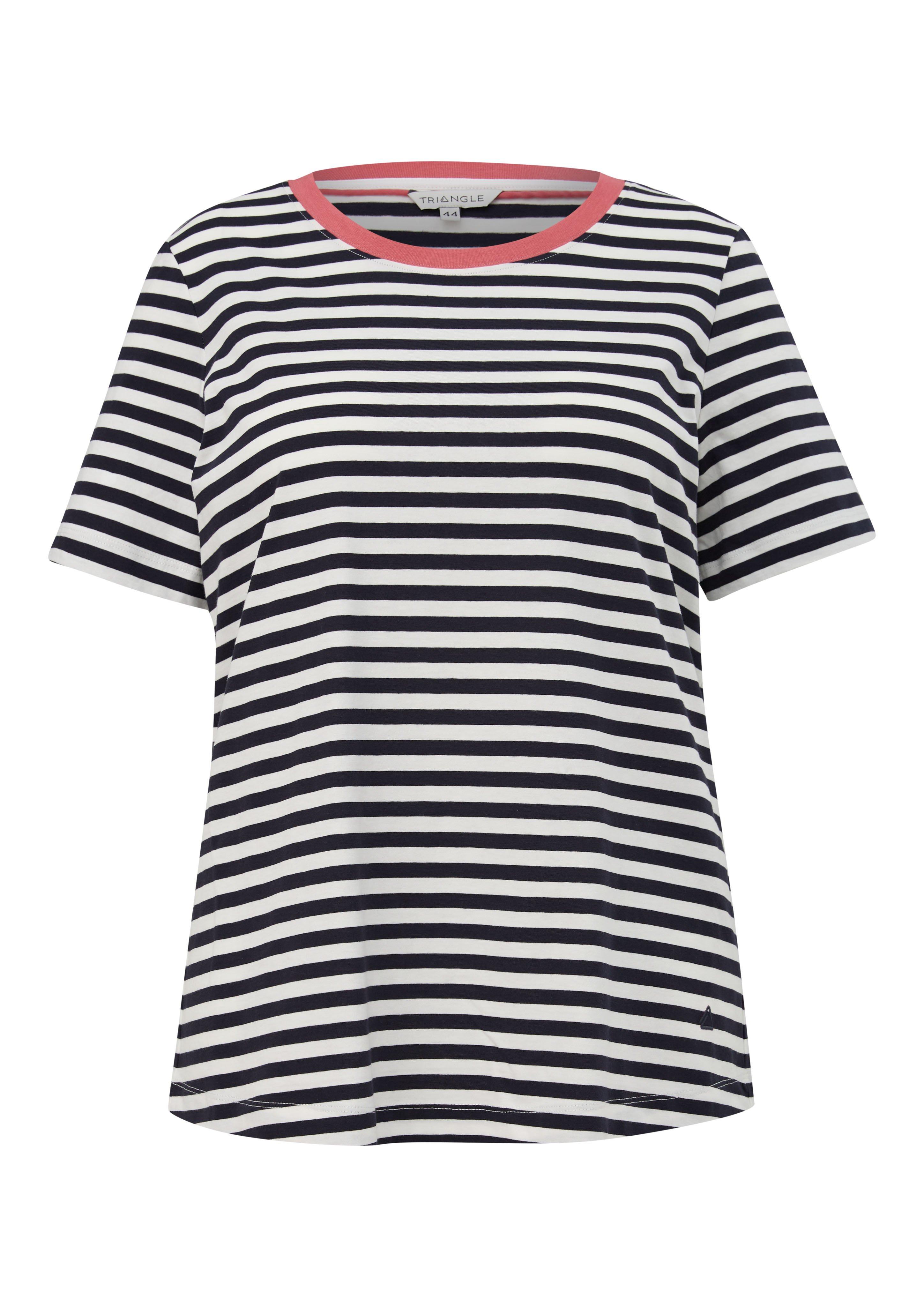 Ringelshirt mit Kontrast-Rundhals, aus Baumwolle