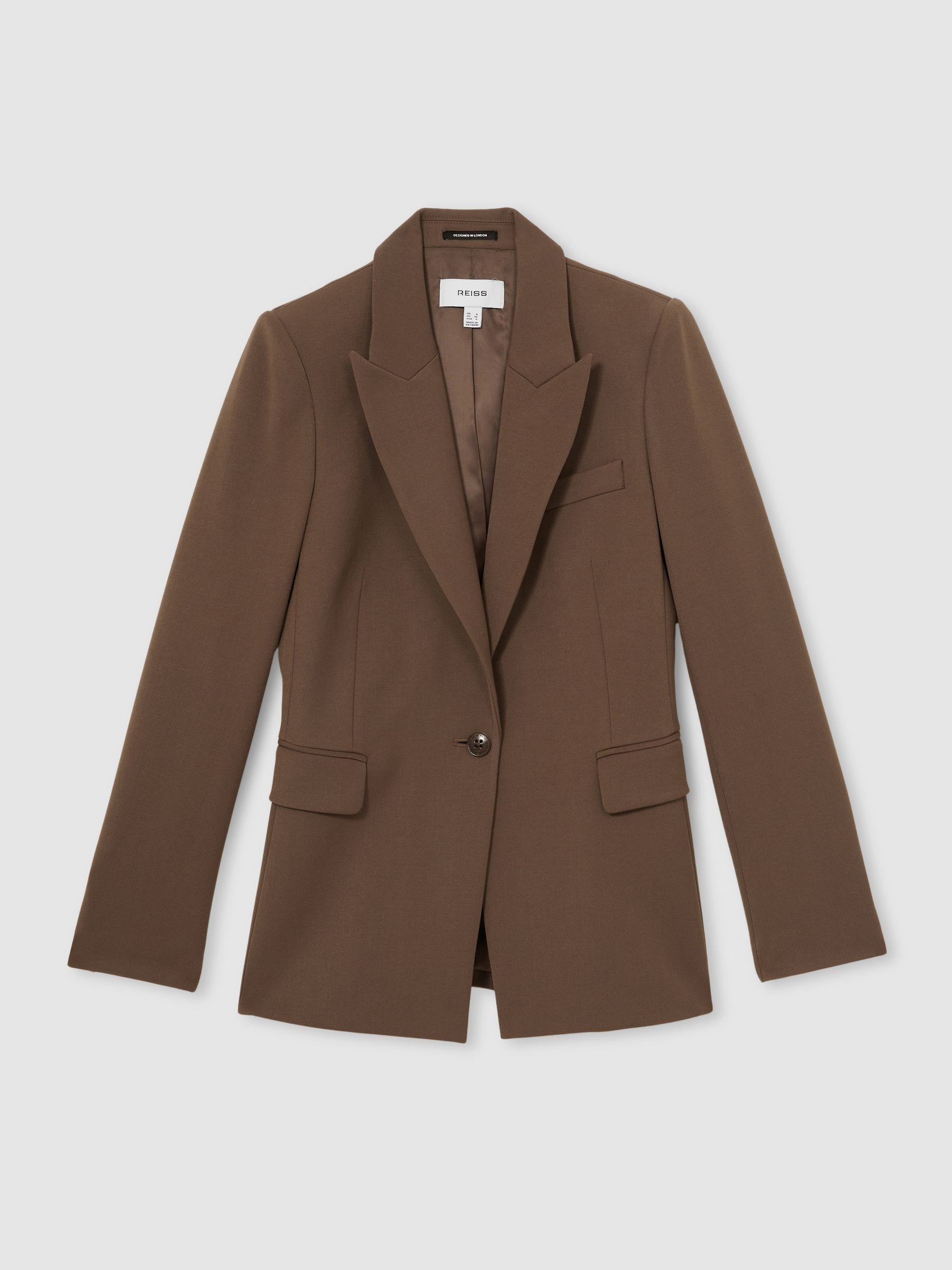 Mink neutraal - Reiss Gabi maatsnit-kostuumblazer met enkele knoopsluiting