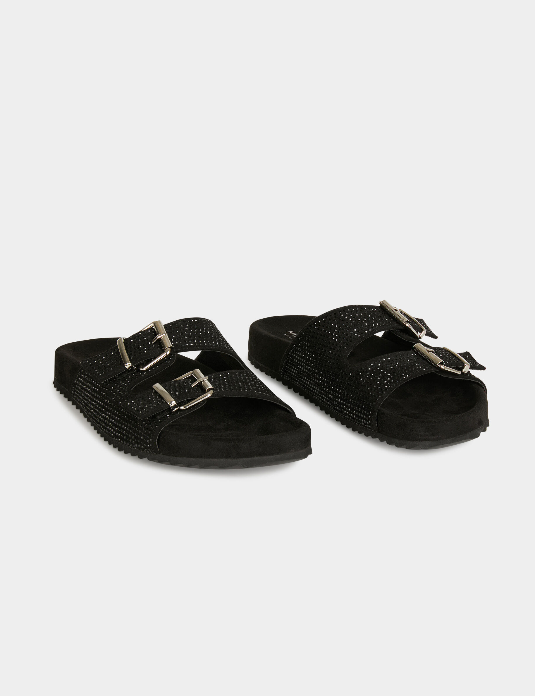 Mules à strass et boucles noir femme - noir