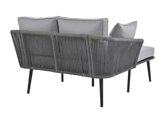 Bain de soleil，canapé de jardin - en acier galvanisé et corde tressé - 2 places - Gris