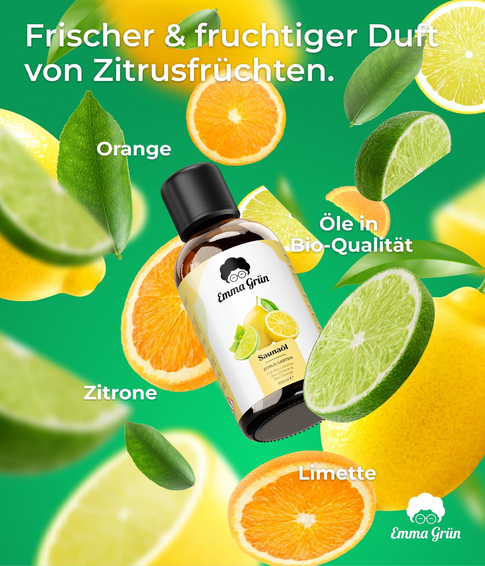Emma Grün® Bio Saunaaufguss Set mit Bergwald Echo, Frische Brise & Zitrus Garten