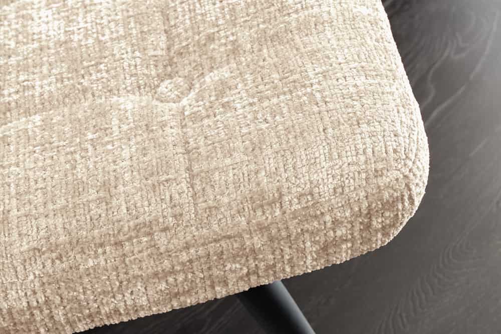 Moderner Hocker SCANDINAVIA champagner Chenille Cremona Metallbeine Fußhocker
