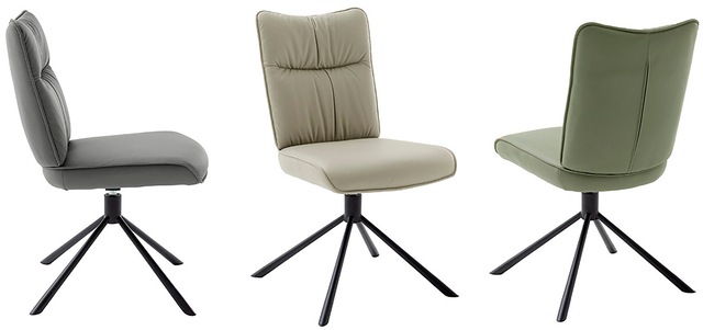 MCA furniture 4-Fussstuhl »MARIN Esszimmerstuhl (2er Set) - Stuhl« (Set) 2 Stk.360° drehbar, Metall schwarz, beweglichen Rücken, belastbar 120 kg