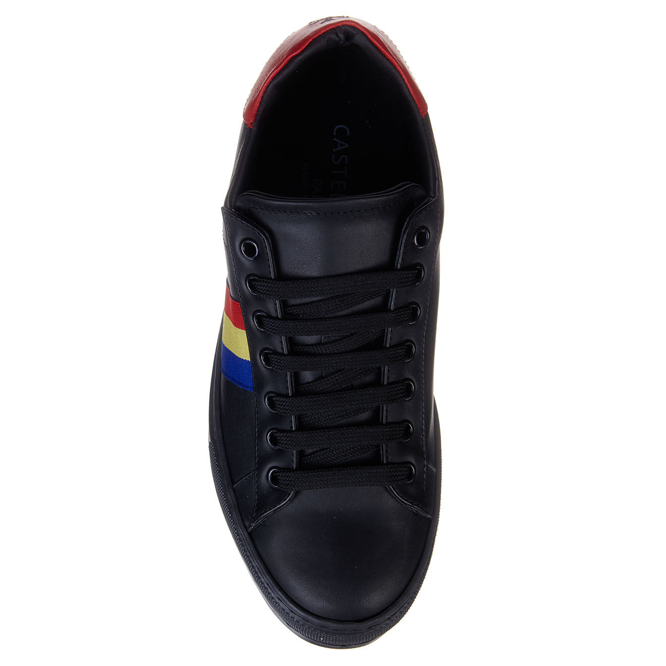 Castelbajac Baskets en Cuir noir/rouge