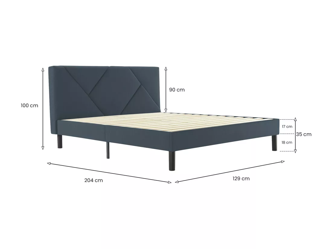 Lit demi-carré Zeffirio, Sommier pour chambre, Literie par chambre, Support de matelas, Adapté à un matelas de 120x190 cm, Bleu