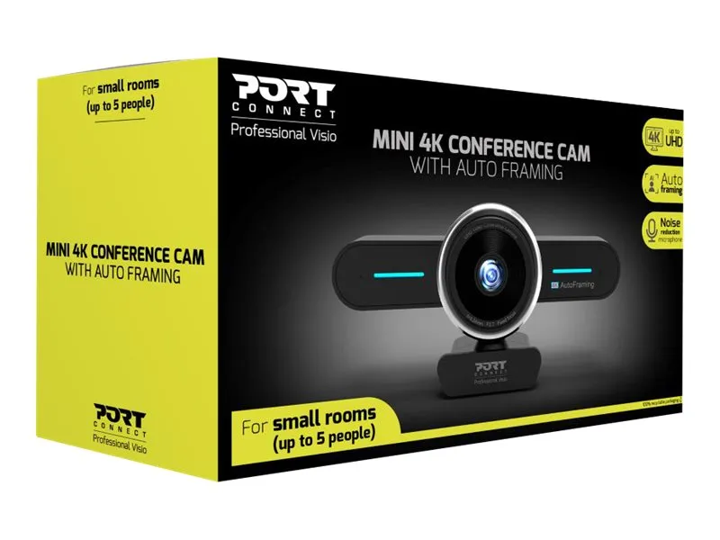 PORT Connect - Konferencekamera - farve - 8,3 MP - 3840 x 2160 - 4K - USB-C - MJPEG, YUV - DC 5 V