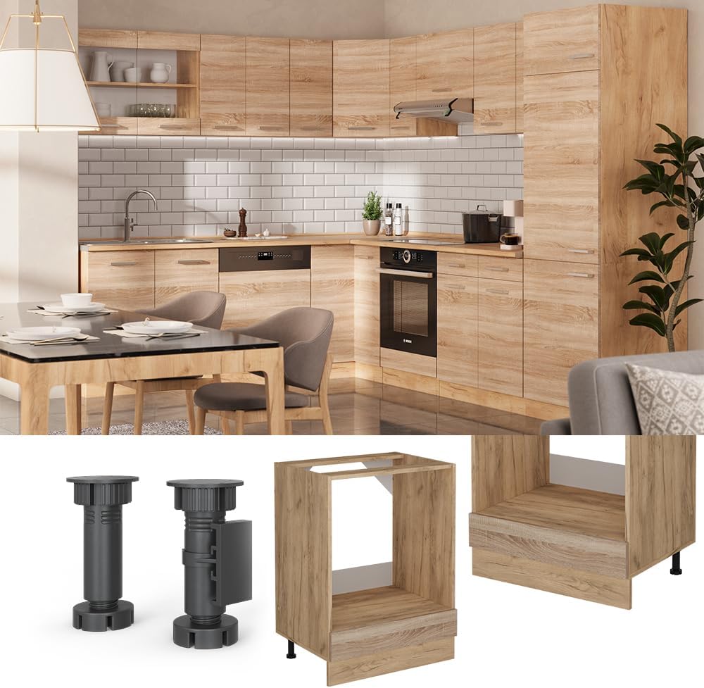 Vicco Herdumbauschrank R-Line, Herdschrank, Sonoma, 60 cm, AP Eiche