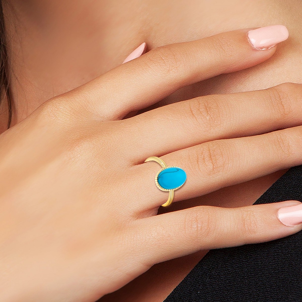 Bague ajustable SC Bohème ornée d'une pierre turquoise