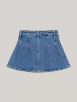 Minissaia plissada em jeans