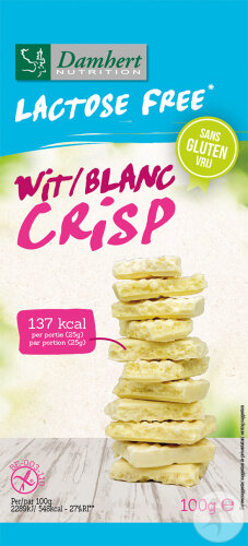 Damhert Lactose Free Chocolat Blanc Crisp 100g