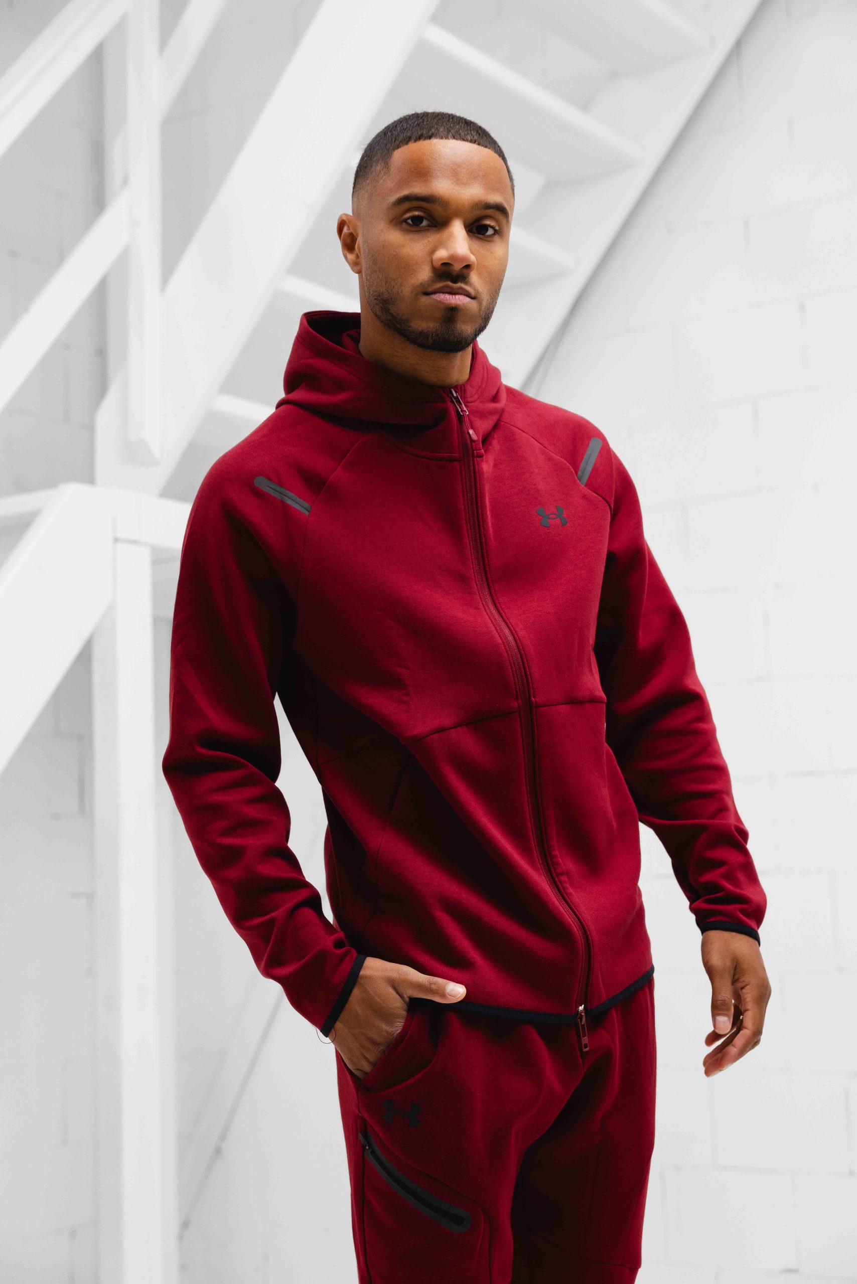 Under Armour Unstoppable Fleece Trainingspak Heren Donkerrood