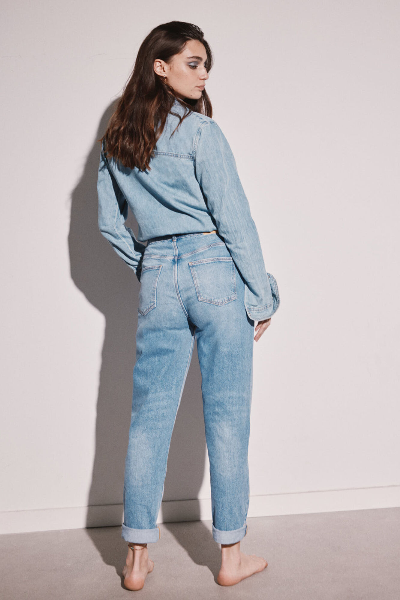 Calça jeans Mom de algodão