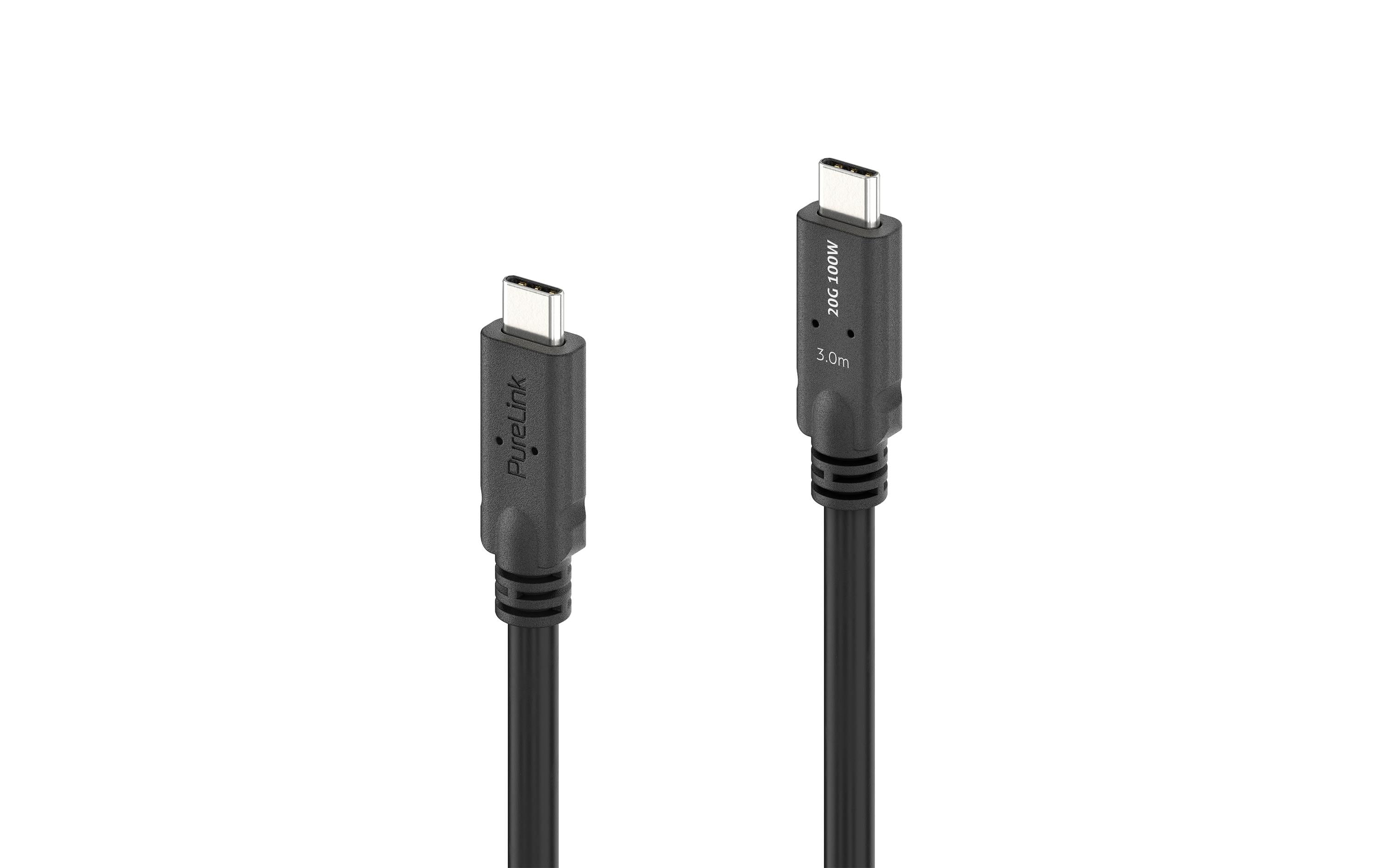 USB4-Kabel USB C - USB C 3 m<br>USB-C auf USB-C Kabel mit E-marker USB4 Gen2x2 20 Gbps, 240 W – PureInstall 3.00 m