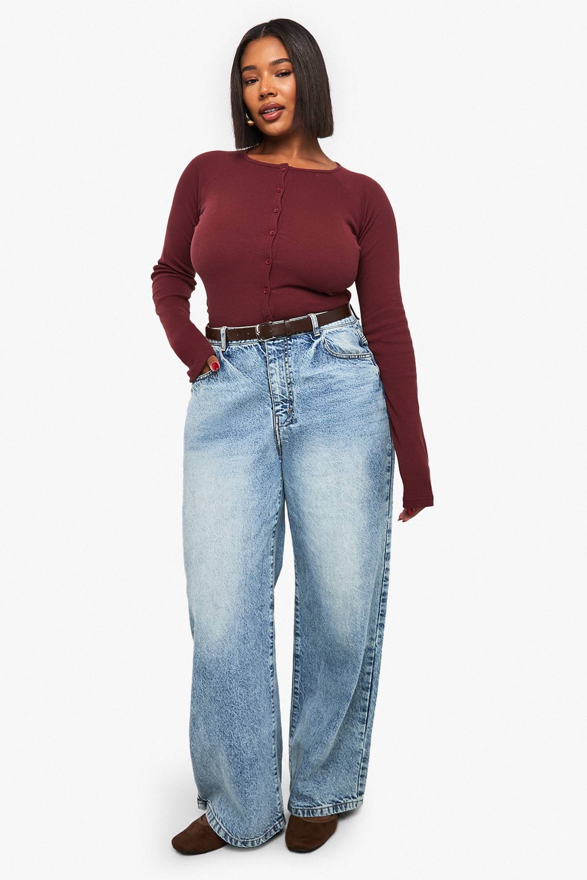 boohoo Haut boutonné à manches longues Plus