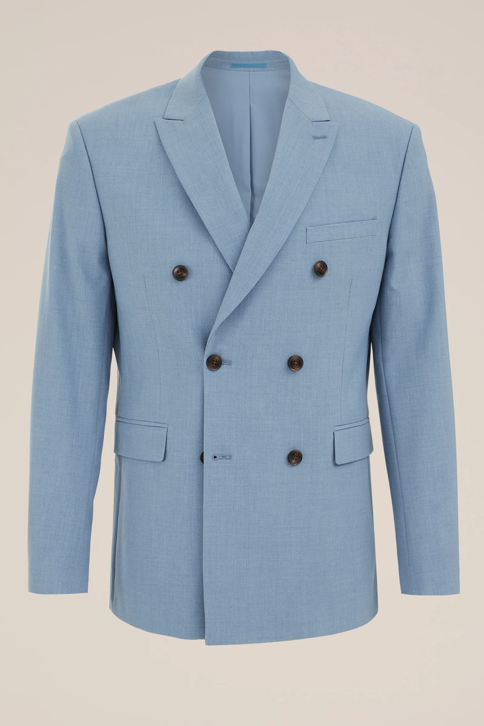 slim fit double-breasted blazer Fundamentals Grijsblauw
