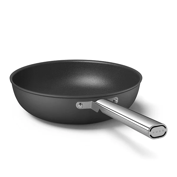 Wok aluminium antiadhésif 30 cm noir mat Smeg