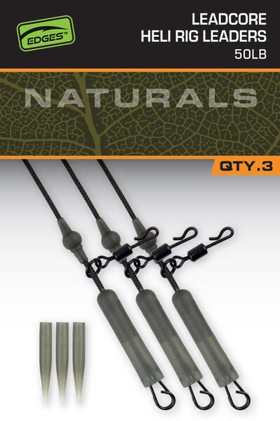 Fox Naturals Leadcore Heli Rig Leaders 75cm (50lb) (3 pcs)