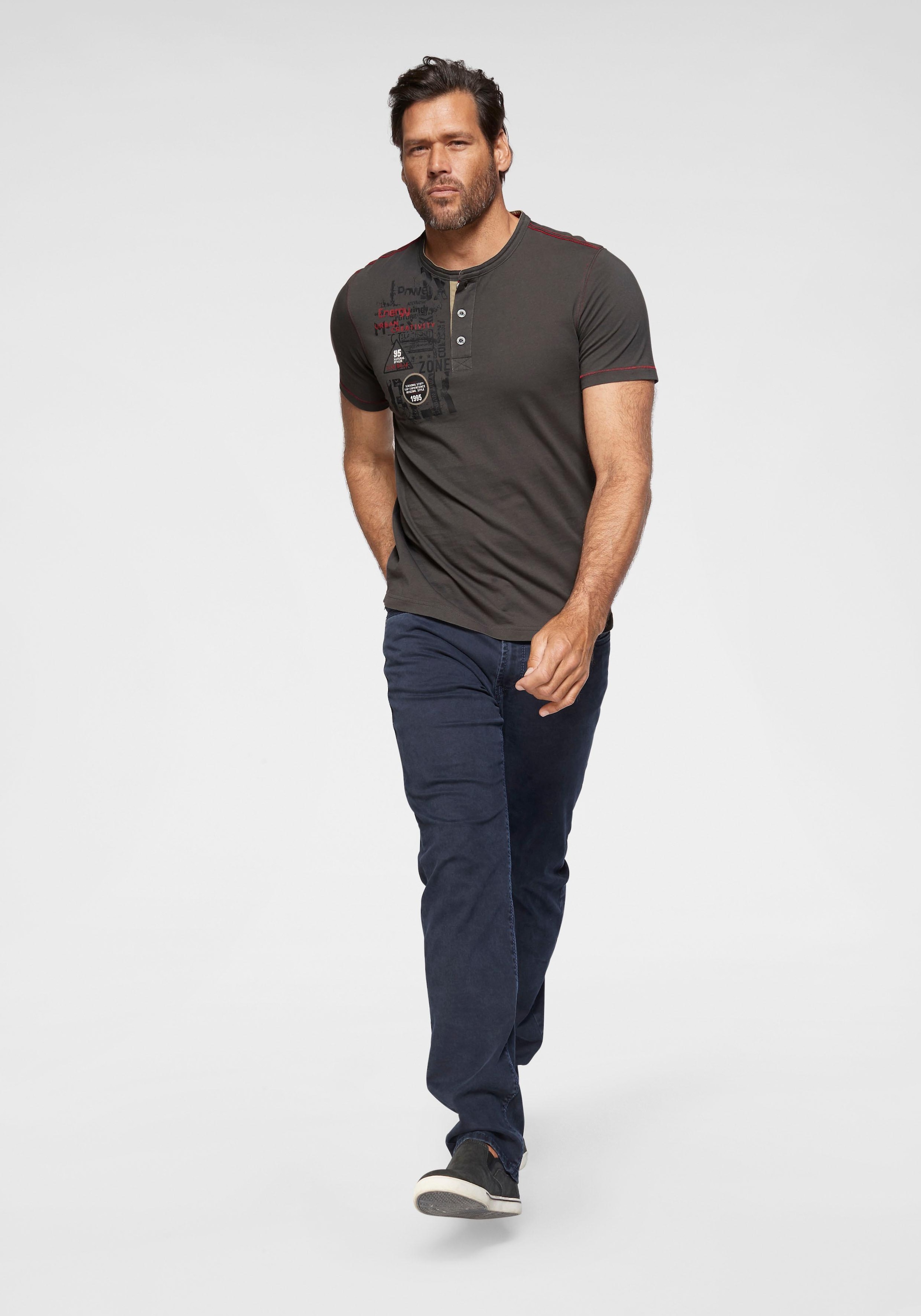 Man's World Henleyshirt , Kurzarm,  lässige Passform,  bedruckt,  Rundhals,  casual