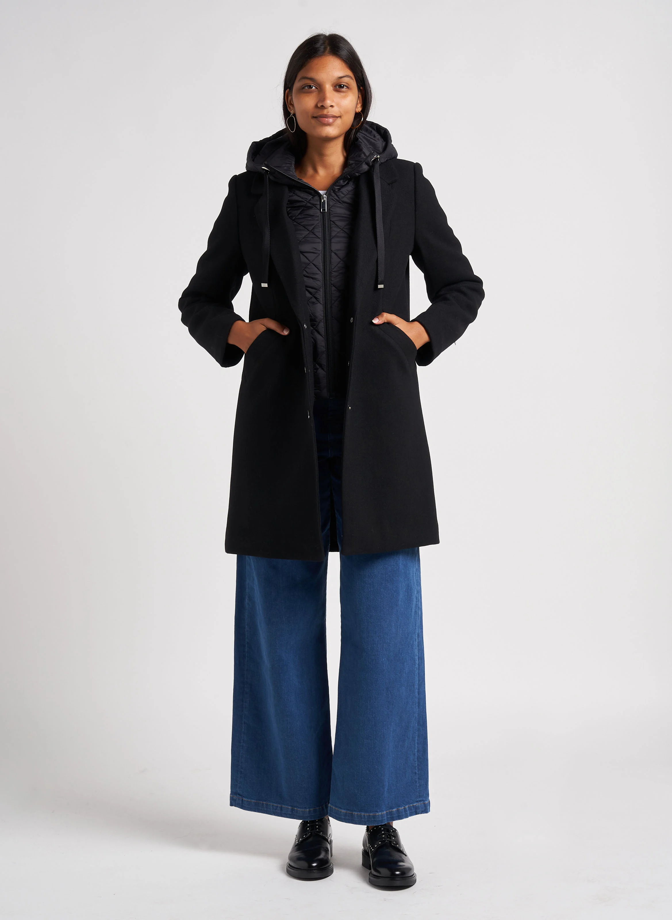 Manteau col tailleur| Noir