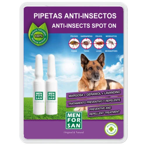 Pipetas antiparasitárias naturais Menforsan para cães