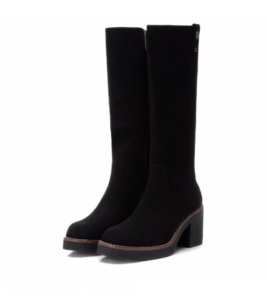 Botas Refresh em camurça preta - Salto de 7 cm
