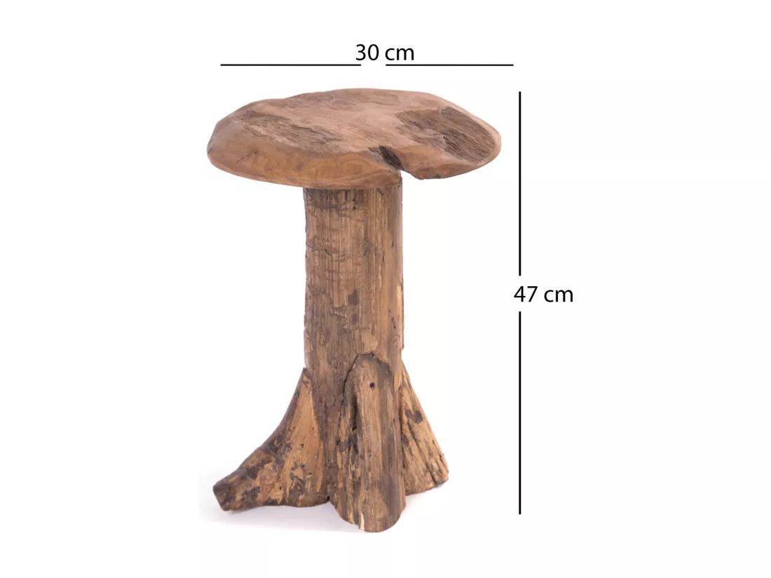 TABOURET Darwin Bois de racine de teck couleurs naturelles