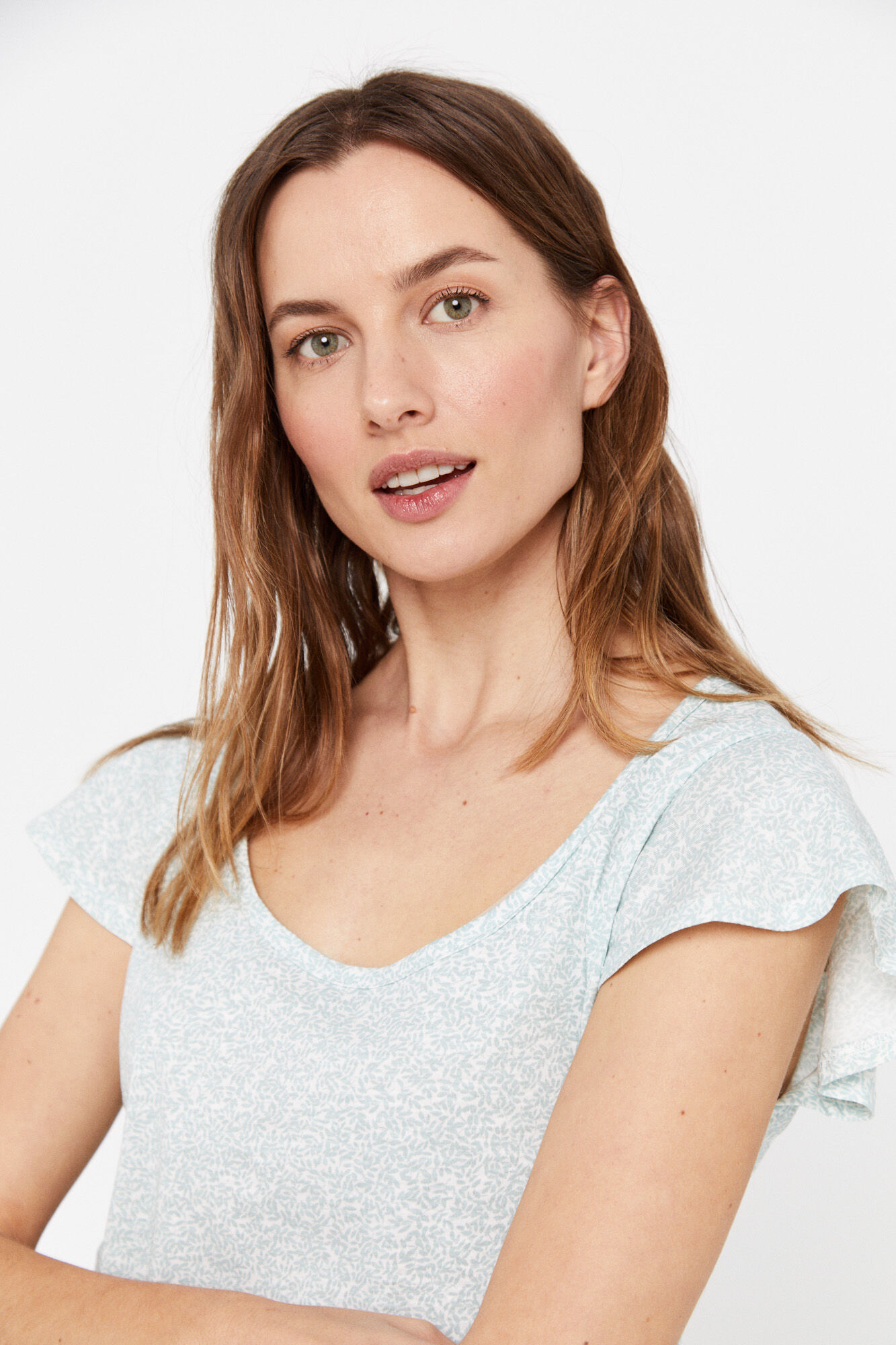 Camiseta de mangas combinadas - Estampa branca