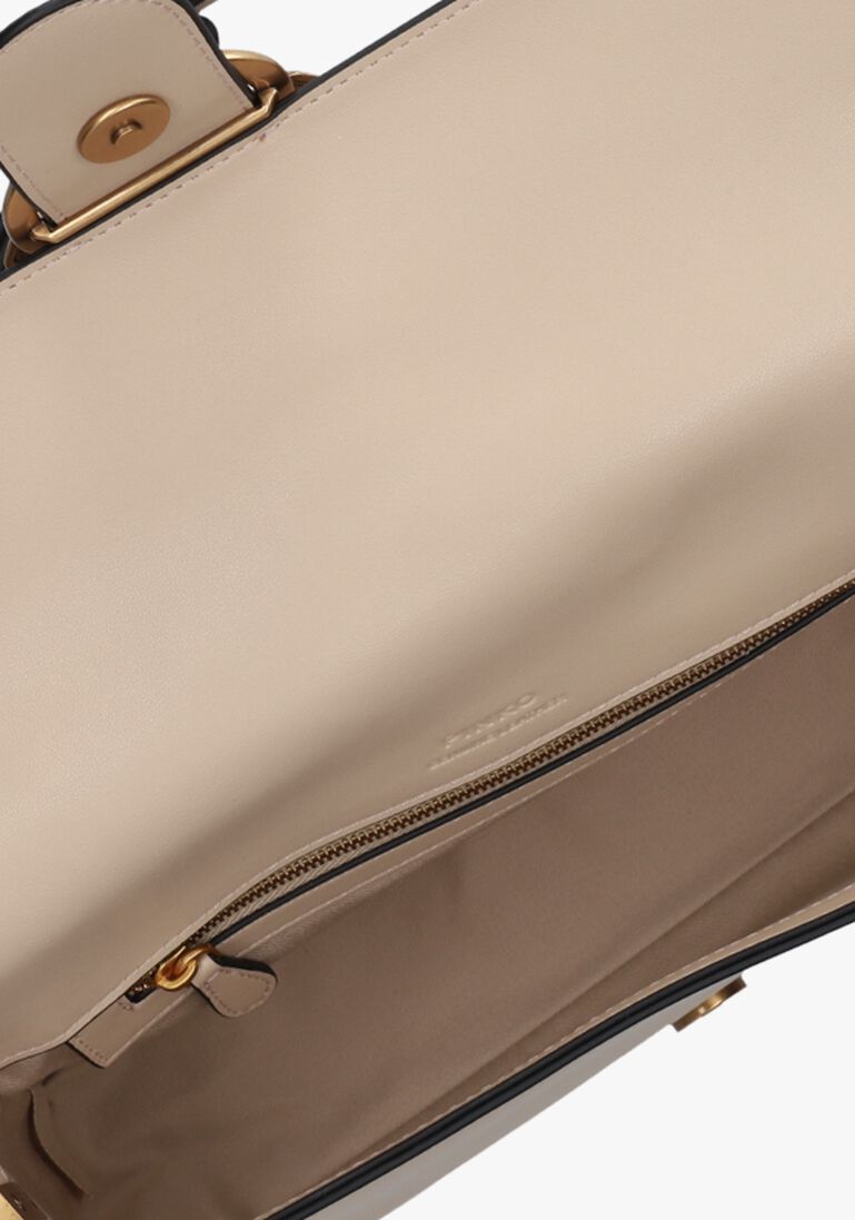 beige pinko schoudertas love one classic slouchy