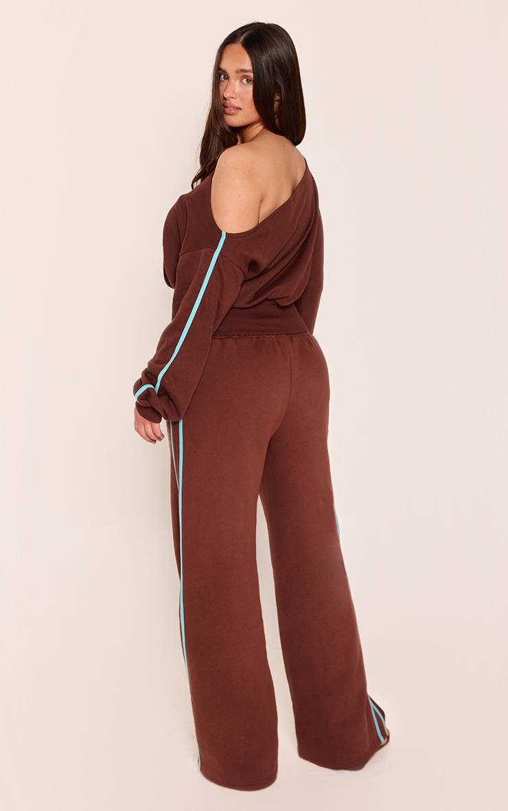 Chocolat Jogging Shape Prettylittlething À Jambes Larges Contrastées