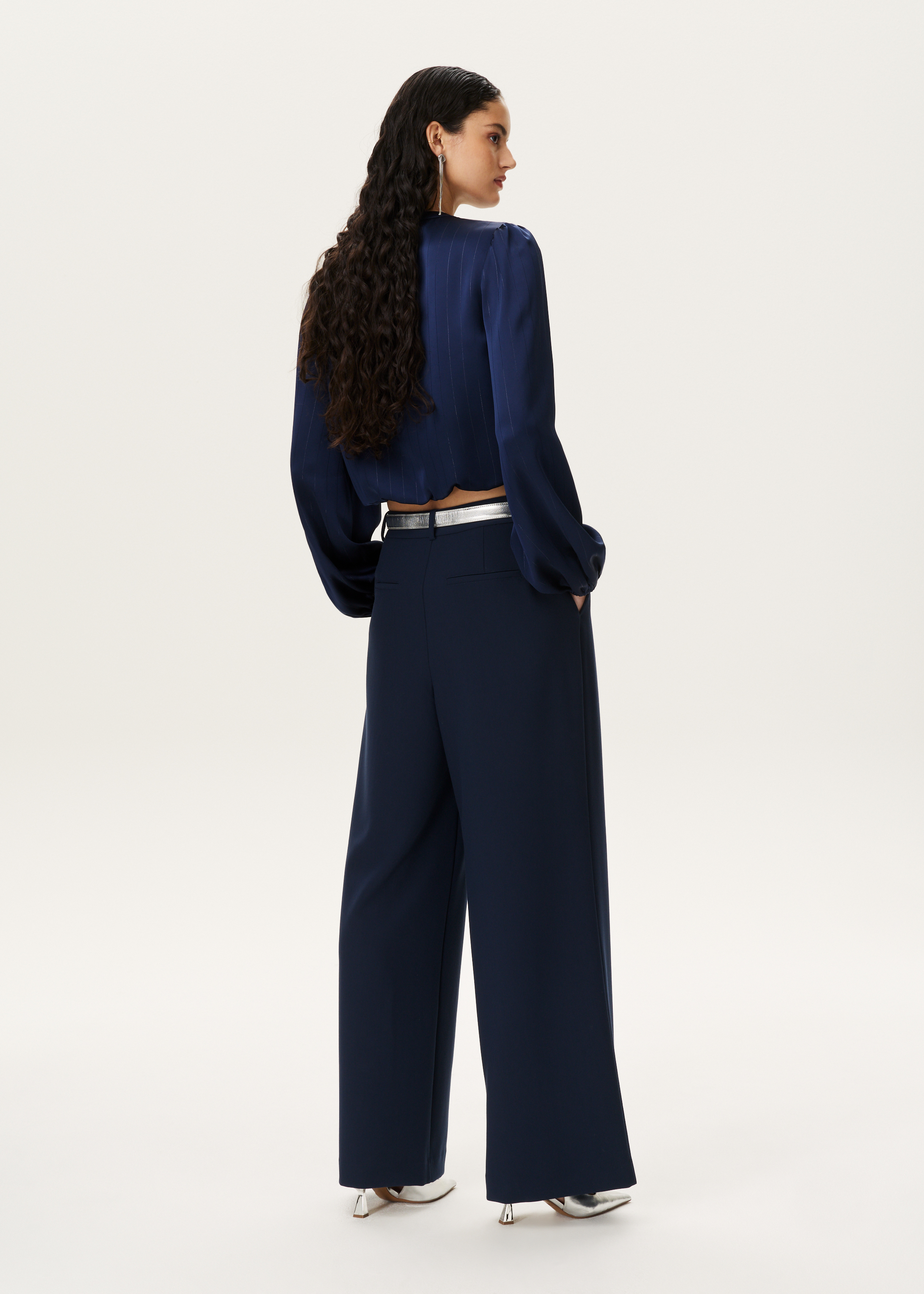 Satijnen blouse cropped