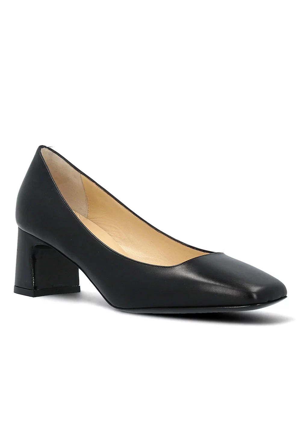 ESCARPIN CARRE GENES CUIR NOIR
