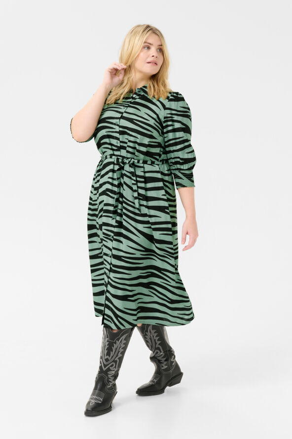 Kaffe Curve KCemina Olga Dress Green/black animal