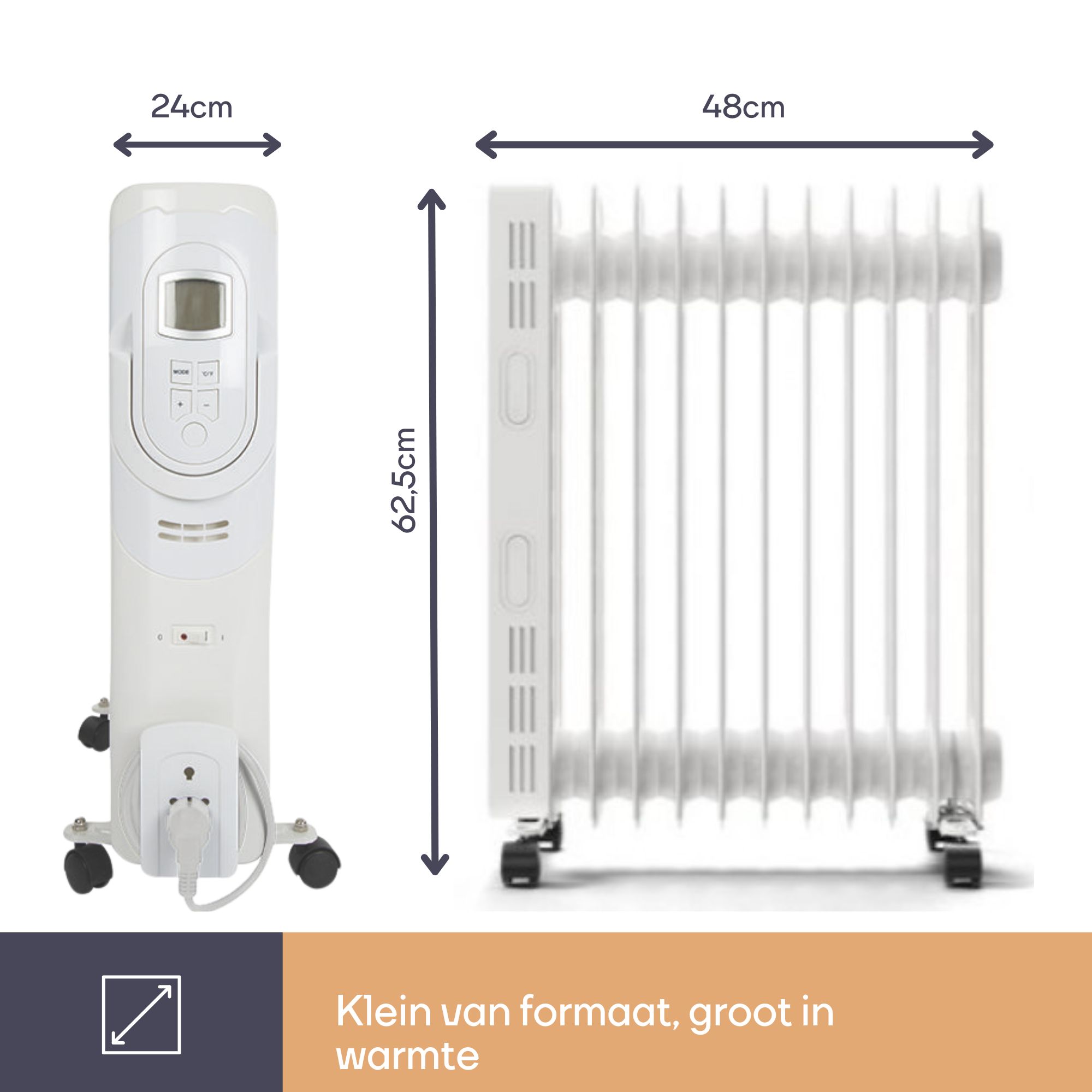 Perel TC78011LCD olieradiator - 2500 watt