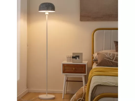 Lampadaire sur Pied de 146 cm, Lampe avec Abat-Jour et Interrupteur au Pied, Lampe avec Base Lestée Culot E27 pour Salon Chambre Bureau