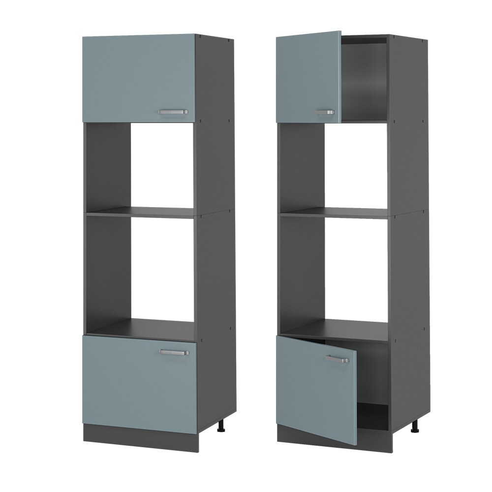 Vicco Mikrowellenschrank Küchenschrank R-Line Solid Anthrazit Blau Grau 60 cm modern