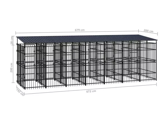 Chenil cage enclos pac noire 672 x 192 x 200 cm 02_0041738