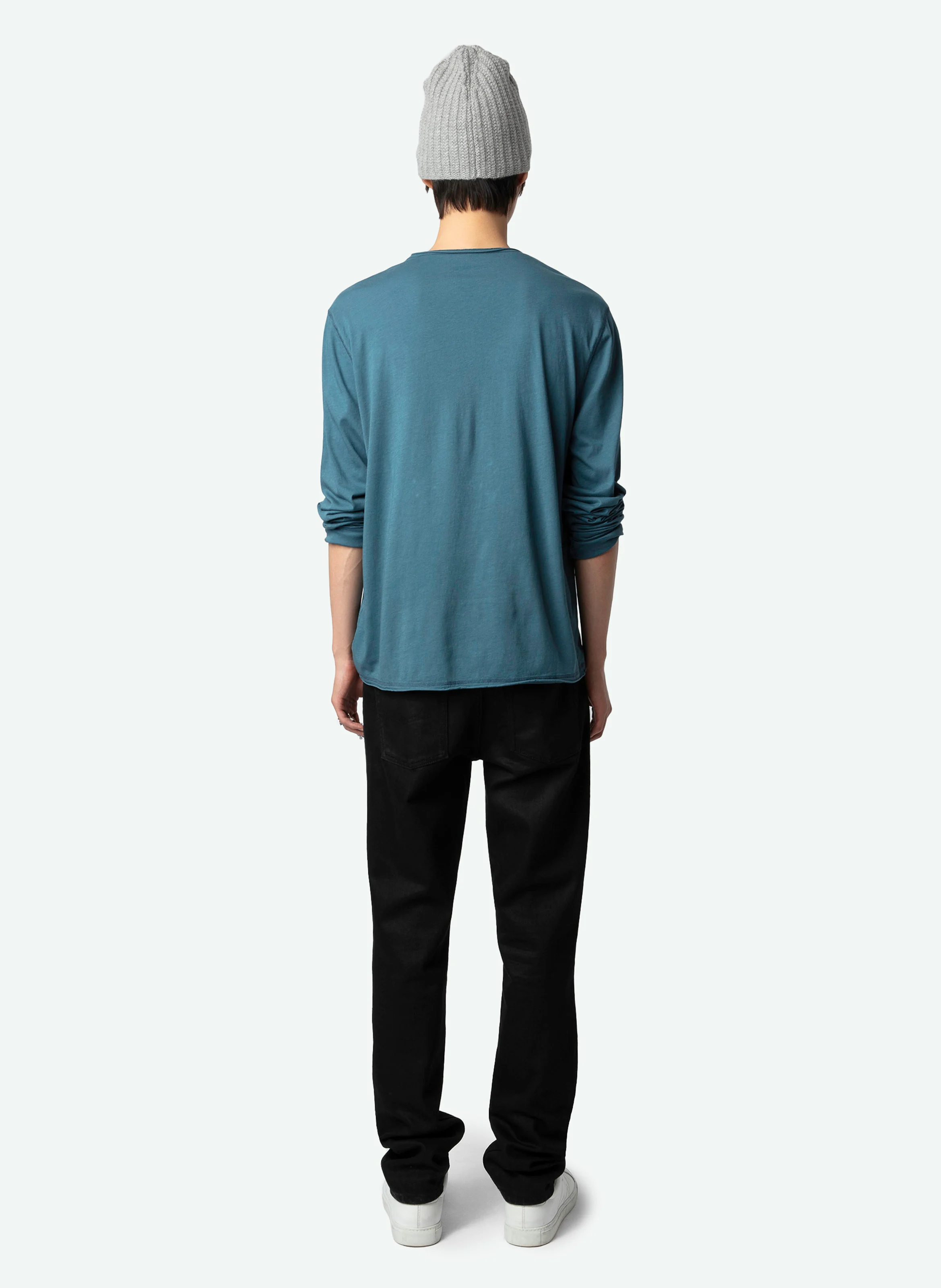 MONASTIR - Tee-shirt col V en coton bio| Bleu